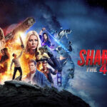 Sharknado movie poster featuring a tornado filled with sharks