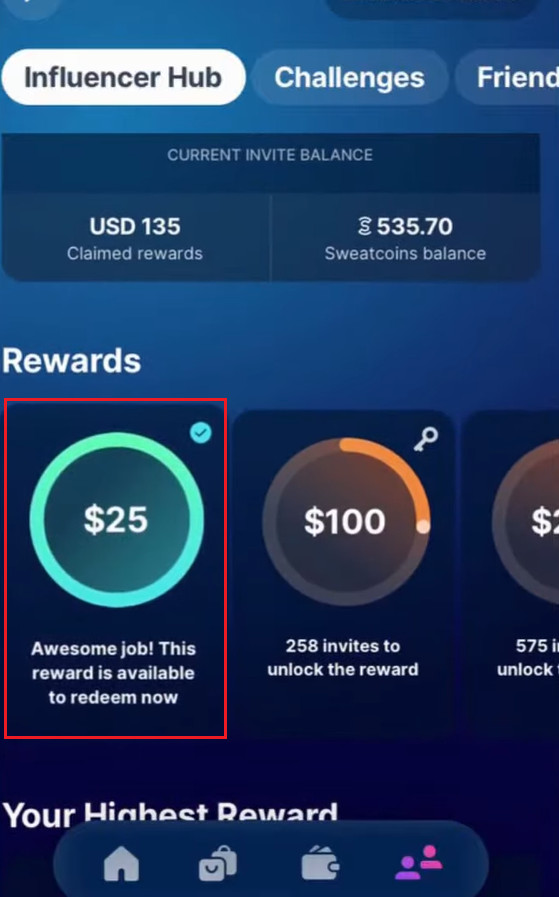 Sweatcoin Rewards section with available PayPal offers