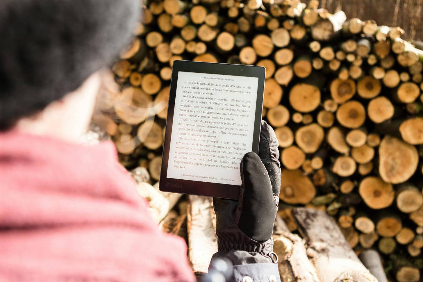 Person reading an ebook, illustrating digital products