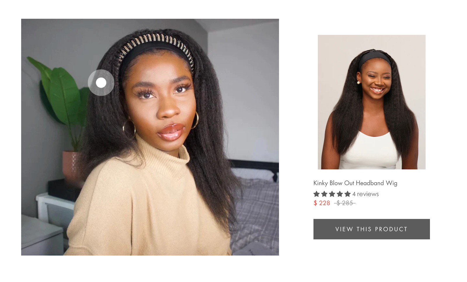 Wig e-commerce site home page section, showcasing preorder model