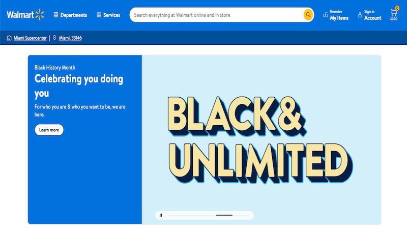 Walmart home page