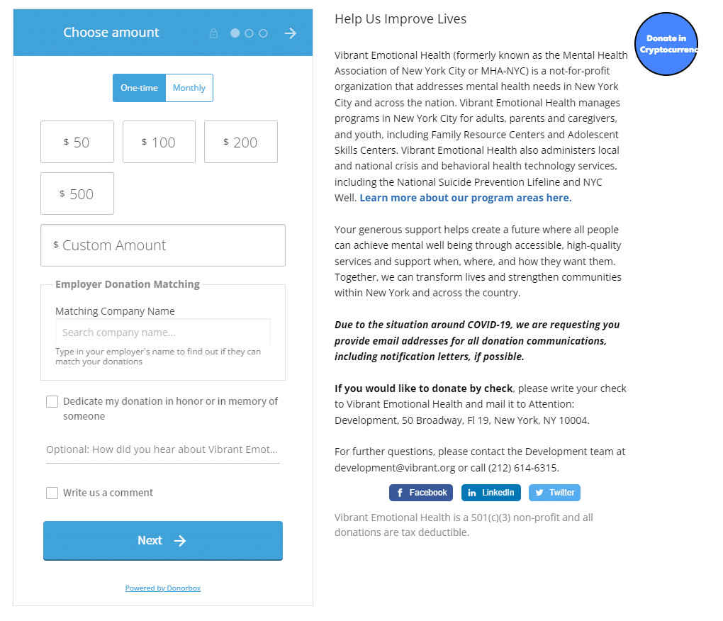 Employer Matching Gifts Example