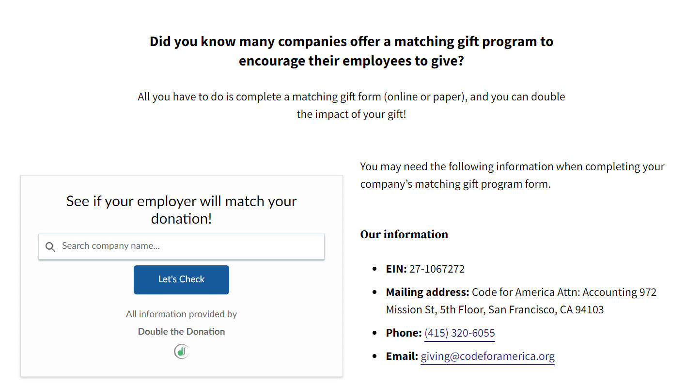 Matching Gifts Widget Example