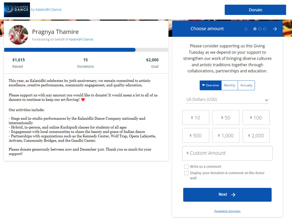 Peer-to-Peer Fundraising Example