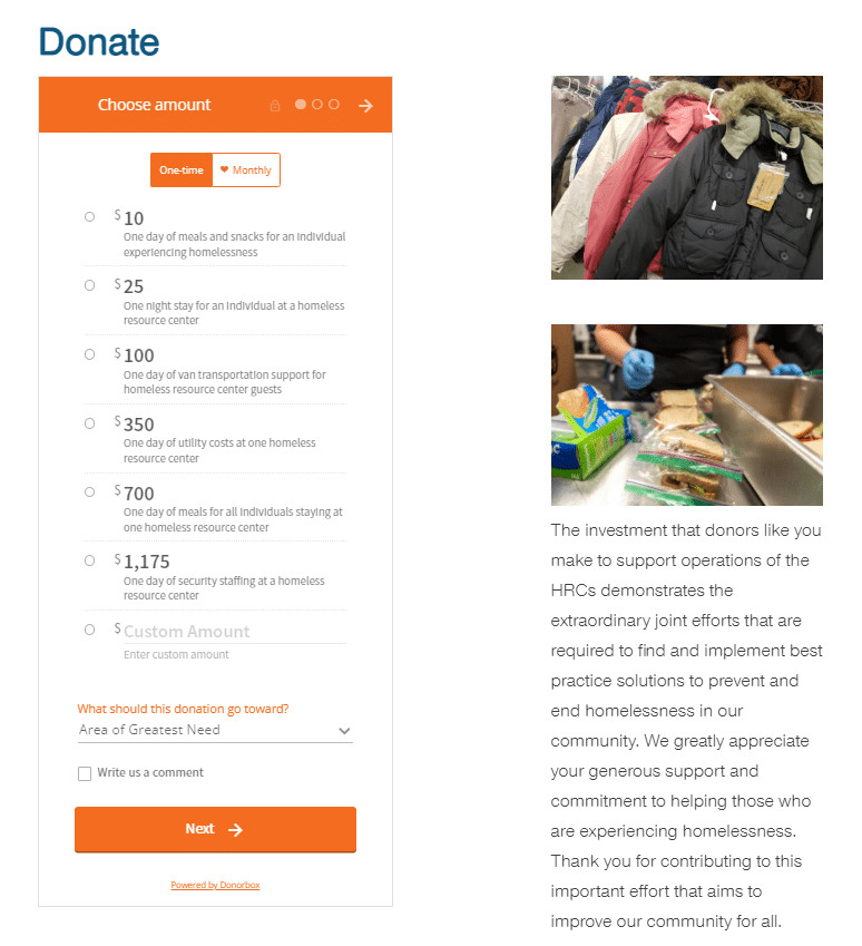 Suggested Donation Amounts Example