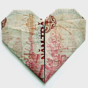 Simple Money Origami Heart